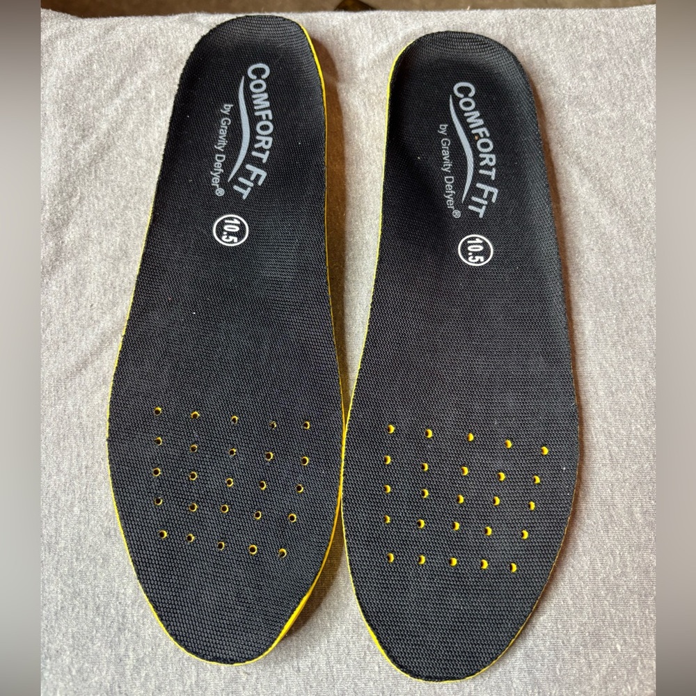 Comfort Fit by Gravity Defyer Black and Yellow Men's Shoe Insoles Size 10.5
